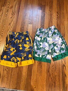 Nike Kids' Athletic Shorts in Navy/Yellow and Green/White Camo Prints